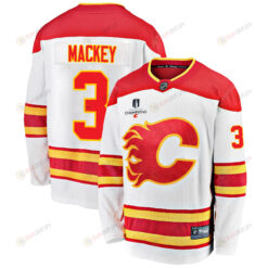 Calgary Flames Connor Mackey 3 Away 2022 Stanley Cup Champions Breakaway Men Jersey - White