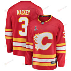 Calgary Flames Connor Mackey 3 Home 2022 Stanley Cup Playoffs Breakaway Men Jersey - Red