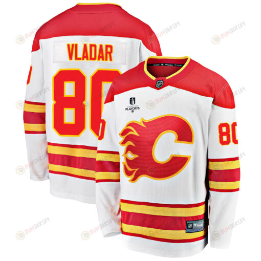 Calgary Flames Dan Vladar 80 Away 2022 Stanley Cup Playoffs Breakaway Men Jersey - White