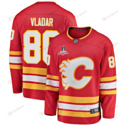 Calgary Flames Dan Vladar 80 Home 2022 Stanley Cup Champions Breakaway Men Jersey - Red