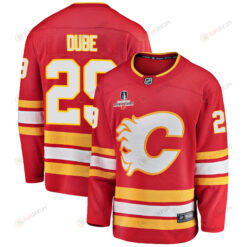 Calgary Flames Dillon Dube 29 Home 2022 Stanley Cup Champions Breakaway Men Jersey - Red