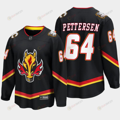 Calgary Flames Emilio Pettersen 64 Alternate Black Jersey Breakaway Player