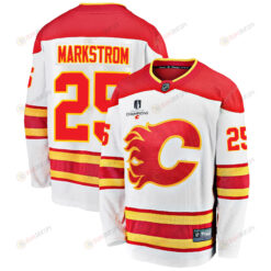 Calgary Flames Jacob Markstrom 25 Away 2022 Stanley Cup Champions Breakaway Men Jersey - White