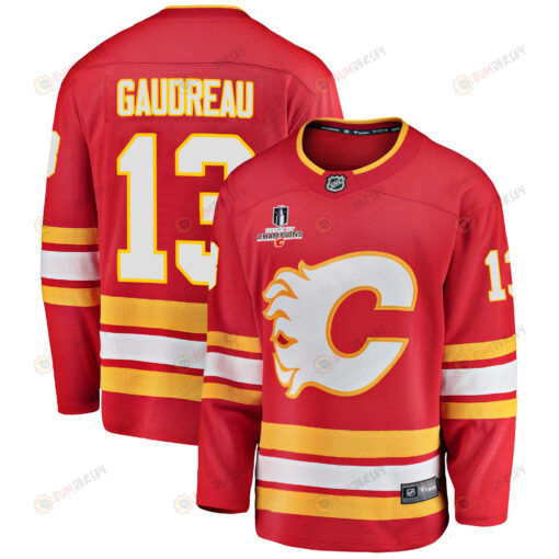 Calgary Flames Johnny Gaudreau 13 Home 2022 Stanley Cup Champions Breakaway Men Jersey - Red