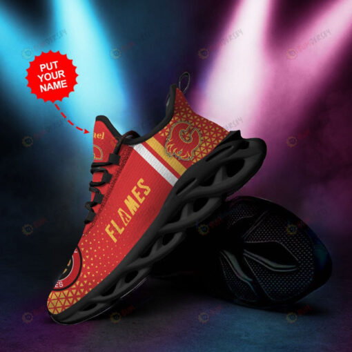 Calgary Flames Logo Triangle Pattern Custom Name 3D Max Soul Sneaker Shoes