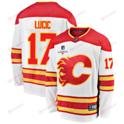 Calgary Flames Milan Lucic 17 Away 2022 Stanley Cup Champions Breakaway Men Jersey - White