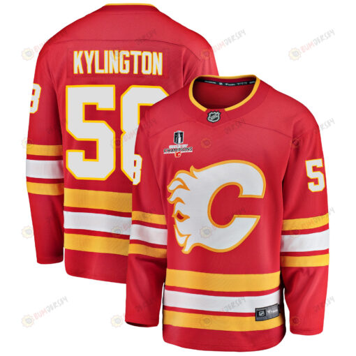 Calgary Flames Oliver Kylington 58 Home 2022 Stanley Cup Champions Breakaway Men Jersey - Red