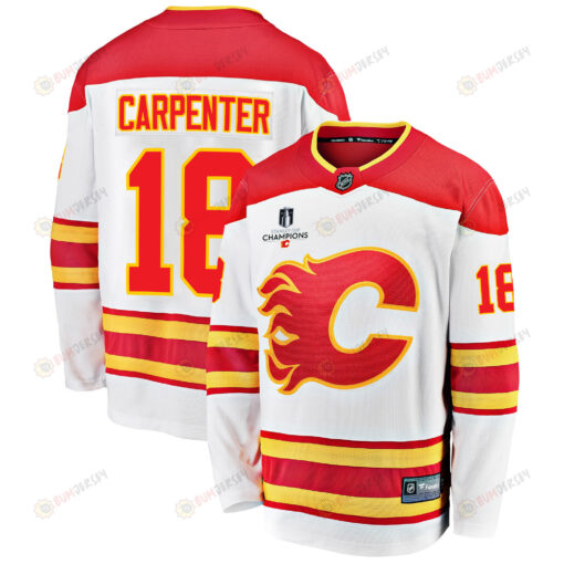 Calgary Flames Ryan Carpenter 18 Away 2022 Stanley Cup Champions Breakaway Men Jersey - White
