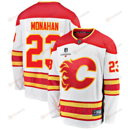 Calgary Flames Sean Monahan 23 Away 2022 Stanley Cup Champions Breakaway Men Jersey - White