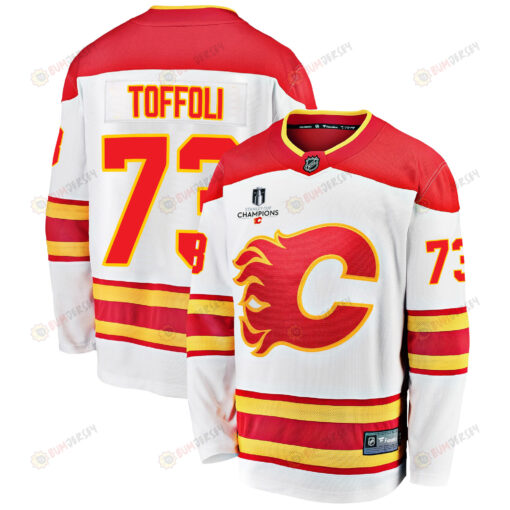 Calgary Flames Tyler Toffoli 73 Away 2022 Stanley Cup Champions Breakaway Men Jersey - White