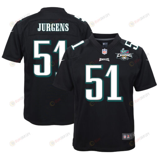 Cam Jurgens 51 Philadelphia Eagles Super Bowl LVII Champions 2 Stars Youth Jersey - Black