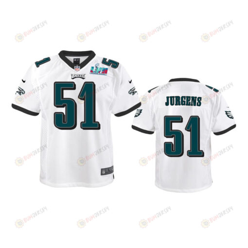 Cam Jurgens 51 Philadelphia Eagles Youth Super Bowl LVII Game Jersey - White