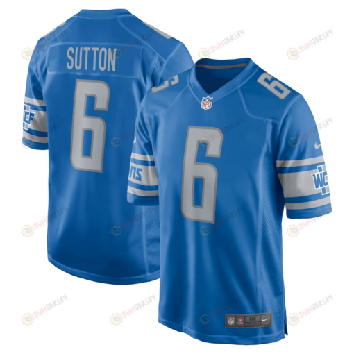 Cam Sutton 6 Detroit Lions Men's Jersey - Blue