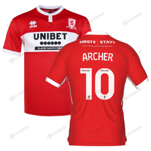 Cameron Archer 10 Middlesbrough 2022-23 Home Jersey - Red/White