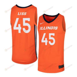 Cameron Liss 45 Illinois Fighting Illini Elite Basketball Men Jersey - Orange