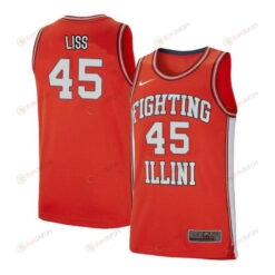 Cameron Liss 45 Illinois Fighting Illini Retro Elite Basketball Men Jersey - Orange