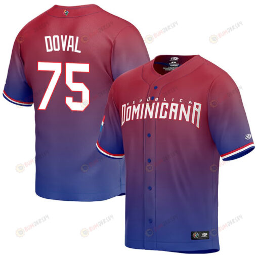 Camilo Doval 75 Dominican Republic Baseball 2023 World Baseball Classic Jersey - Red/Purple