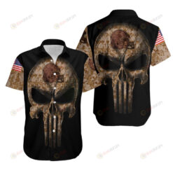 Camouflage Skull Cleveland Browns US Flag ??Hawaiian Shirt
