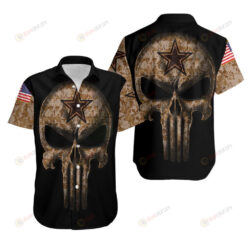 Camouflage Skull Dallas Cowboys American Flag ??3D Printed Hawaiian Shirt