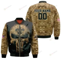Camouflage Skull New Orleans Saints American Flag Logo Pattern Personalized Bomber Jacket