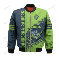 Canberra Raiders Bomber Jacket 3D Printed Logo Pattern In Team Colours