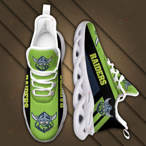 Canberra Raiders Logo Black Stripe Pattern 3D Max Soul Sneaker Shoes In Lime