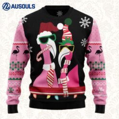 Candy Cane Flamingo Ugly Sweaters For Men Women Unisex