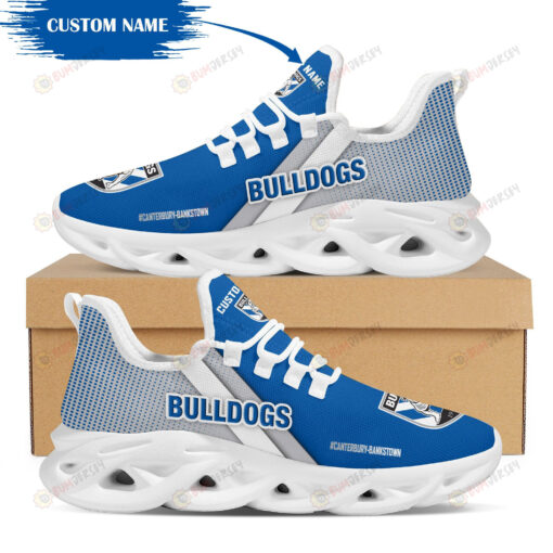 Canterbury-Bankstown Bulldogs Logo Custom Name Pattern 3D Max Soul Sneaker Shoes In Blue And Gray