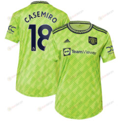 Carlos Casemiro 18 Manchester United Women's 2022/23 Third Player Jersey - Neon Green