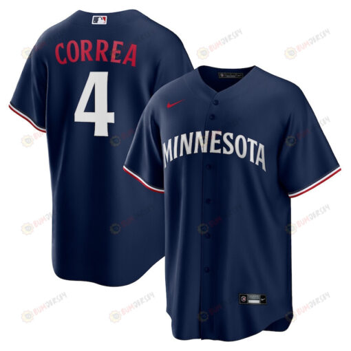 Carlos Correa 4 Minnesota Twins Team Logo Alternate Men Jersey - Navy