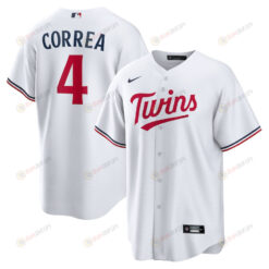 Carlos Correa 4 Minnesota Twins Team Logo Home Men Jersey - White