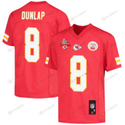 Carlos Dunlap 8 Kansas City Chiefs Super Bowl LVII Champions 3 Stars Youth Jersey - Red