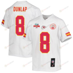 Carlos Dunlap 8 Kansas City Chiefs Super Bowl LVII Champions 3 Stars Youth Jersey - White