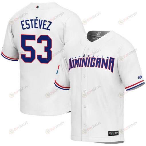 Carlos Est?vez 53 Dominican Republic Baseball 2023 World Baseball Classic Jersey - White