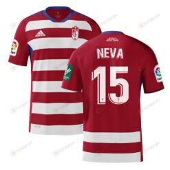 Carlos Neva 15 Granada 2022-23 Home Jersey - Red/White