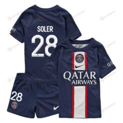 Carlos Soler 28 Paris Saint-Germain Home Kit 2022-23 Youth Jersey - Blue