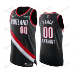 Carmelo Anthony 00 Portland Trail Blazers Black Social Justice Jersey Peace