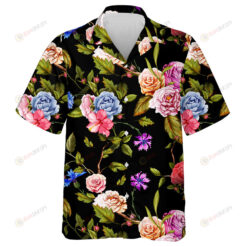 Carnation Flower Colorful Roses Peonies Branches Art Design Hawaiian Shirt