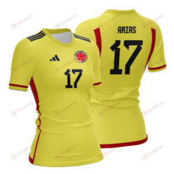 Carolina Arias 17 Colombia 2023 Women Home Jersey - Yellow - All Over Printed Jersey