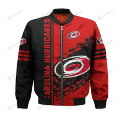 Carolina Hurricanes Bomber Jacket 3D Printed Logo Pattern In Team Colours