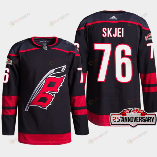 Carolina Hurricanes Brady Skjei 76 Black 25th Anniversary 2022-23 Home Jersey