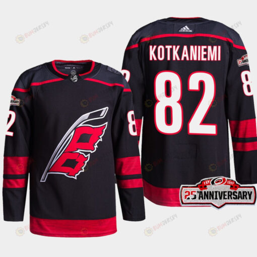 Carolina Hurricanes Jesperi Kotkaniemi 82 Black 25th Anniversary 2022-23 Home Jersey