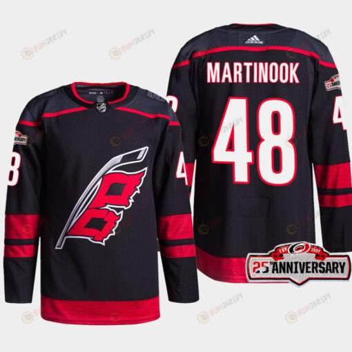 Carolina Hurricanes Jordan Martinook 48 Black 25th Anniversary 2022-23 Home Jersey