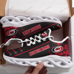 Carolina Hurricanes Logo Custom Name Pattern 3D Max Soul Sneaker Shoes In Black