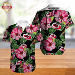 Carolina Hurricanes Pink Shoeblackplant Pattern Curved Hawaiian Shirt