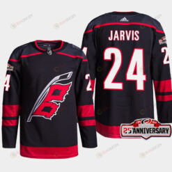 Carolina Hurricanes Seth Jarvis 24 Black 25th Anniversary 2022-23 Home Jersey