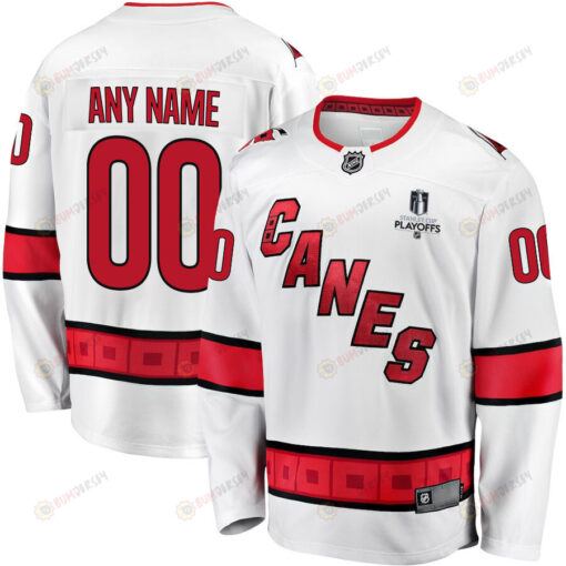 Carolina Hurricanes Stanley Cup 2023 Playoffs Patch Away Breakaway Custom Men Jersey - White