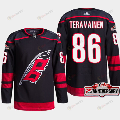 Carolina Hurricanes Teuvo Teravainen 86 Black 25th Anniversary 2022-23 Home Jersey