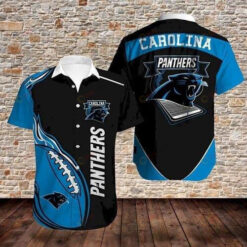 Carolina Panthers Blue Navy Curved Hawaiian Shirt
