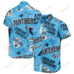 Carolina Panthers Blue Thematic Button-Up Hawaiian Shirt